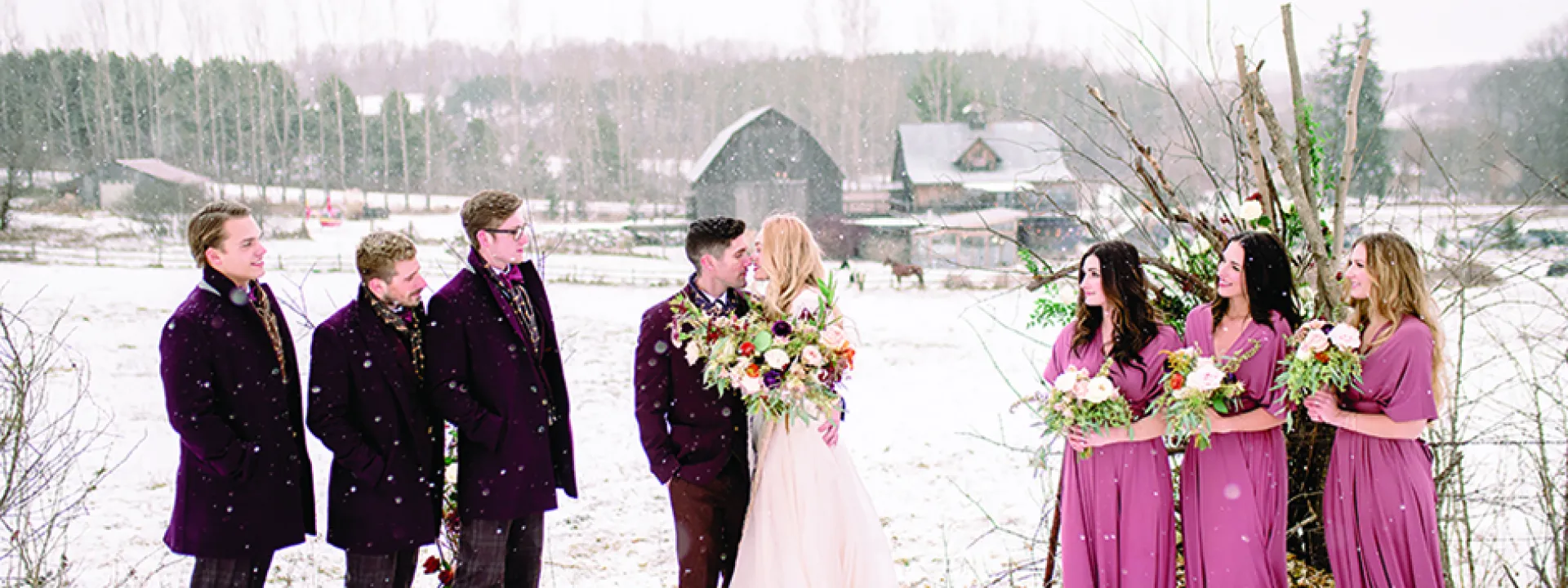 An intimate, elopement-style winter wedding in Wisconsin at The Enchanted Barn.